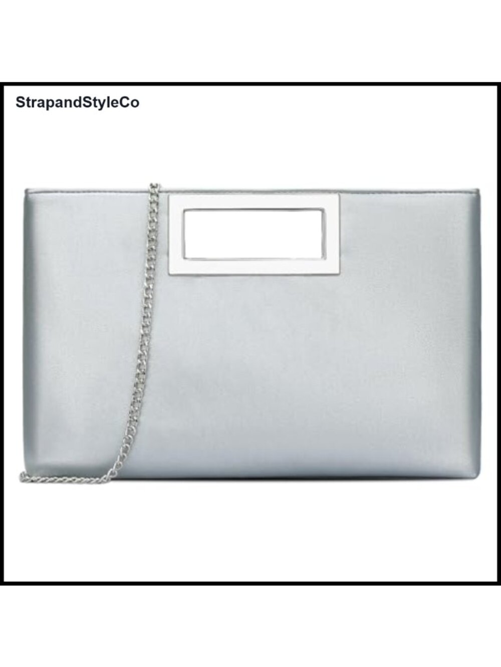 Vegan Leather Evening Clutch with Chain Strap & Metal Handle